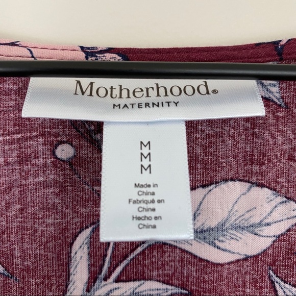 Motherhood Maternity Dark Red Floral Button Top M - Picture 9 of 12